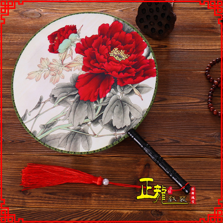 双牌古典中国风团扇空白扇跳舞蹈扇 真丝宫扇