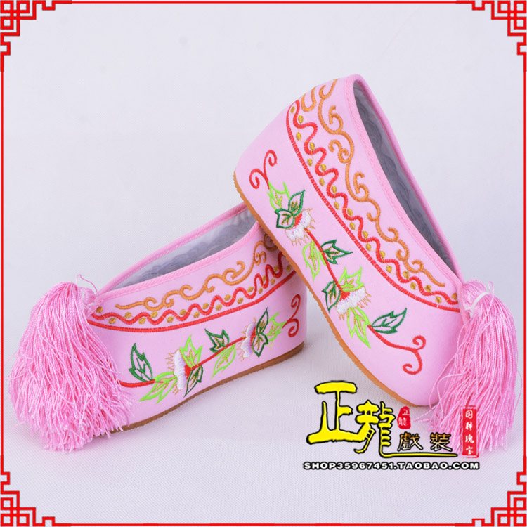双牌花旦鞋女绣花彩鞋 舒适款草花内高彩鞋