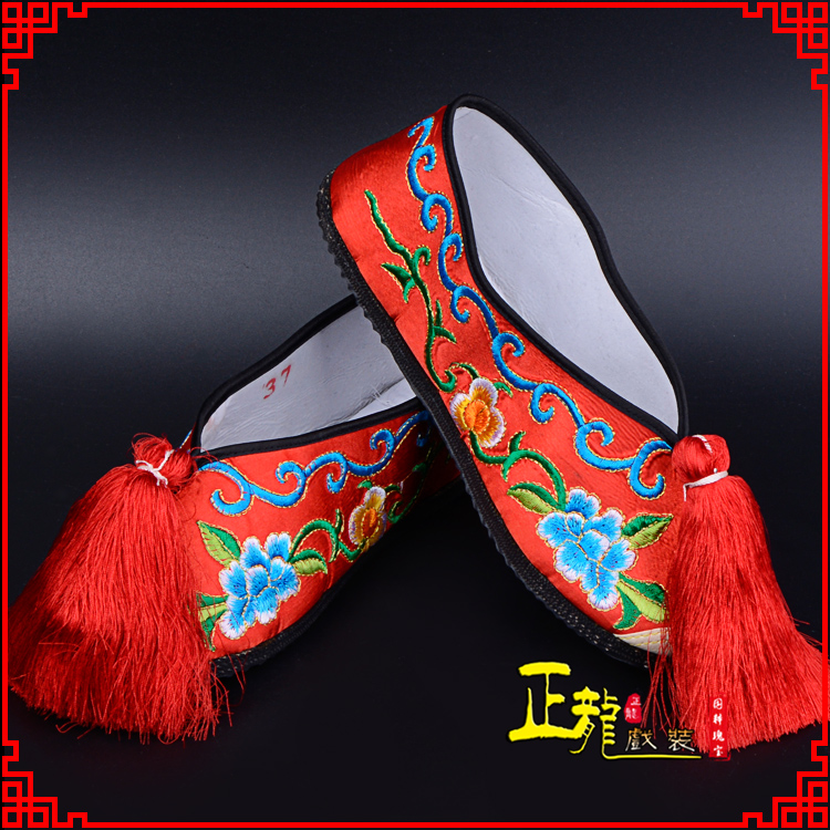 双牌京剧越剧戏曲彩鞋花旦绣花 普平底彩鞋